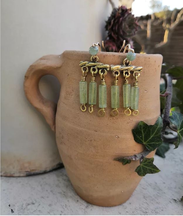 Boucles d'oreille Crotalia Fayoum avec pierres semi-précieuses