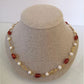 Collier nœuds d'Hercule avec nacres et cornaline rouge
