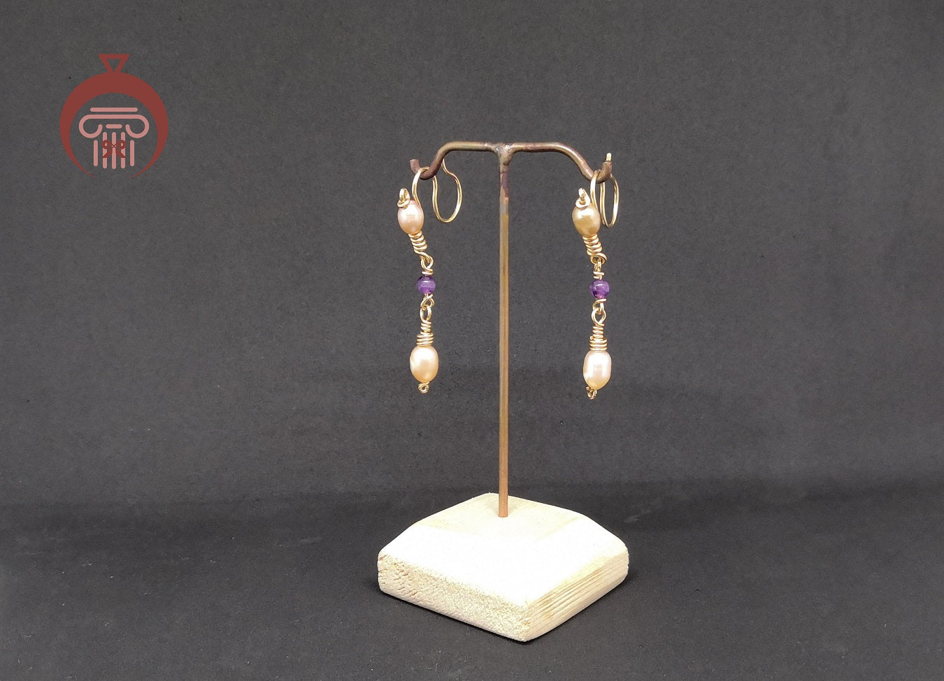 Boucles d’oreille Thorvaldsens Museum nacres et pierres semi-précieuses